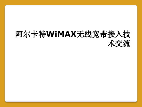 阿尔卡特WiMAX无线宽带接入技术交流