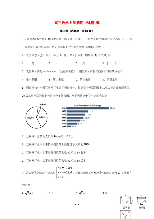 四川省2020届高三数学上学期期中试题理 