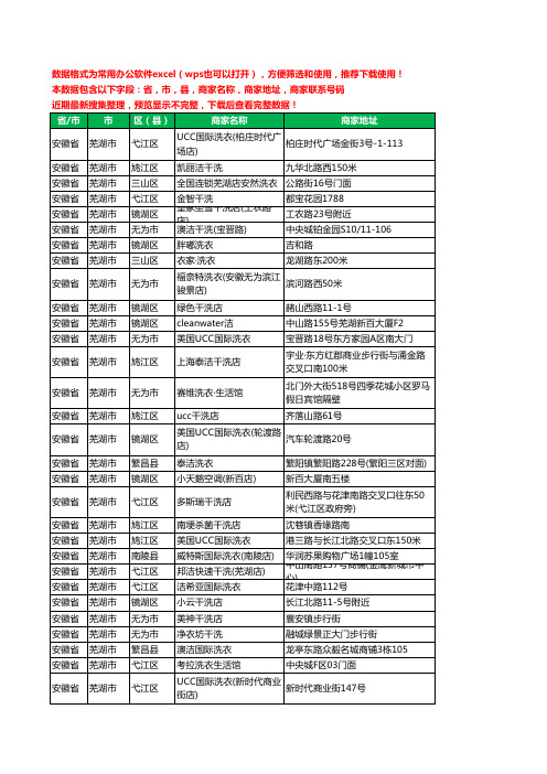 新版安徽省芜湖市洗衣店工商企业公司名录名单黄页大全223家