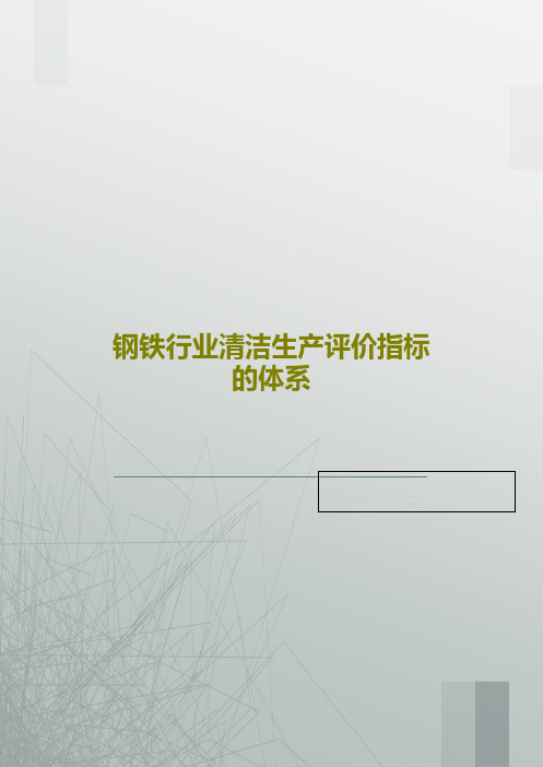 钢铁行业清洁生产评价指标的体系20页PPT