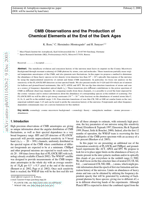 CMB Observations and the Production of Chemical Elements at the End of the Dark Ages