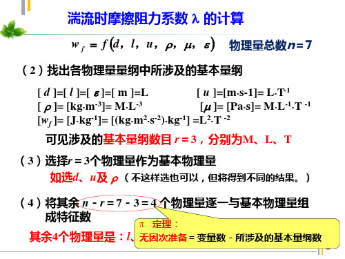 2.7.21.7.2摩擦阻力损失的计算圆管内湍流时