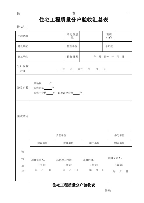 住宅分户验收表格(新版本)