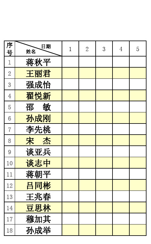 食堂登记表(早中晚)