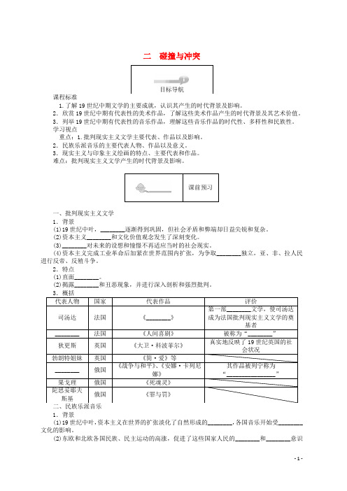 【复习必备】2018高中历史 专题八 19世纪以来的文学艺术 8.2 碰撞与冲突45分钟作业 人民版必修3