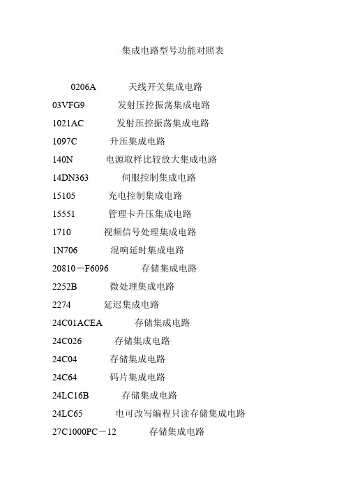 集成电路型号功能对照表