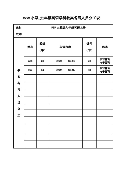 人教PEP2020—2021学年度第一学期六年级英语上电子教案