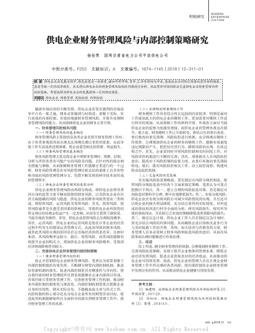 供电企业财务管理风险与内部控制策略研究