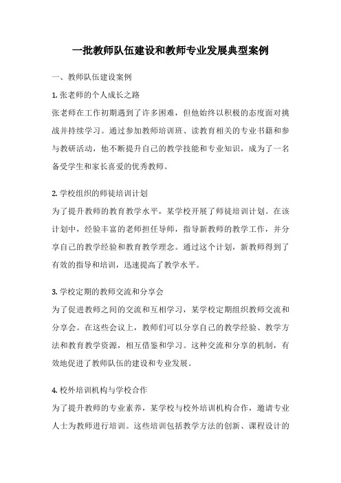 一批教师队伍建设和教师专业发展典型案例