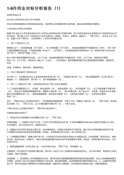 1-9月同业对标分析报告（1）