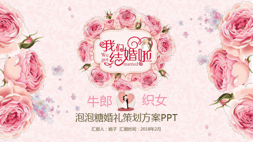 粉色手绘花朵唯美婚礼策划我们结婚啦PPT