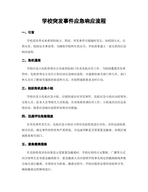 学校突发事件应急响应流程