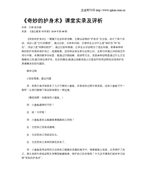 《奇妙的护身术》课堂实录及评析