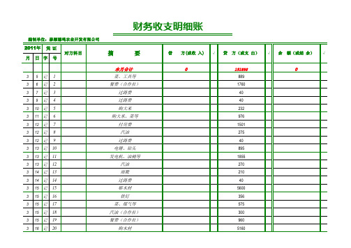 财务收支明细表 简单版 