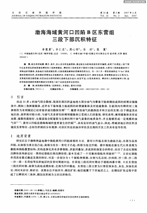 渤海海域黄河口凹陷B区东营组三段下部沉积特征