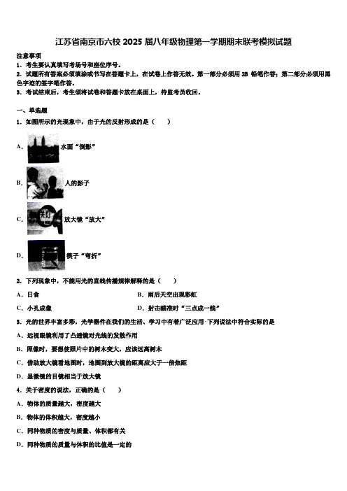 江苏省南京市六校2025届八年级物理第一学期期末联考模拟试题含解析