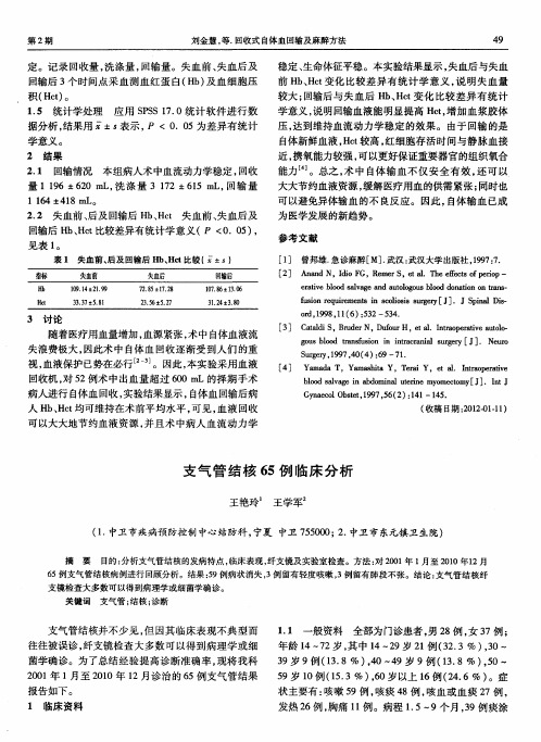 支气管结核65例临床分析