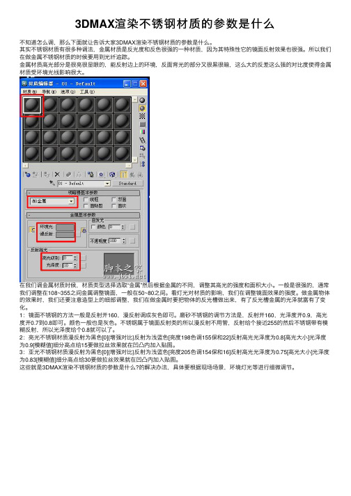 3DMAX渲染不锈钢材质的参数是什么