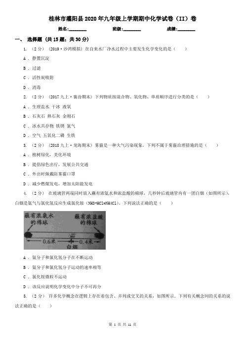 桂林市灌阳县2020年九年级上学期期中化学试卷(II)卷