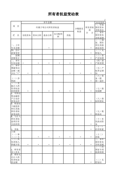 所有者权益变动表