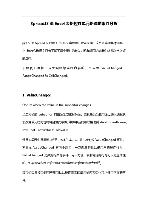 SpreadJS类Excel表格控件单元格编辑事件分析