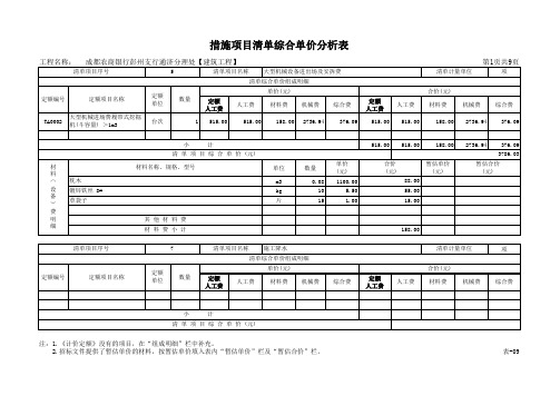 清单计价分析表