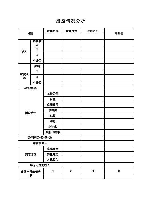 损益情况分析表