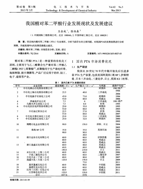 我国精对苯二甲酸行业发展现状及发展建议