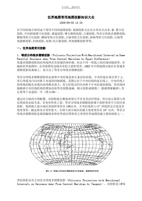 世界地图常用地图投影知识大全