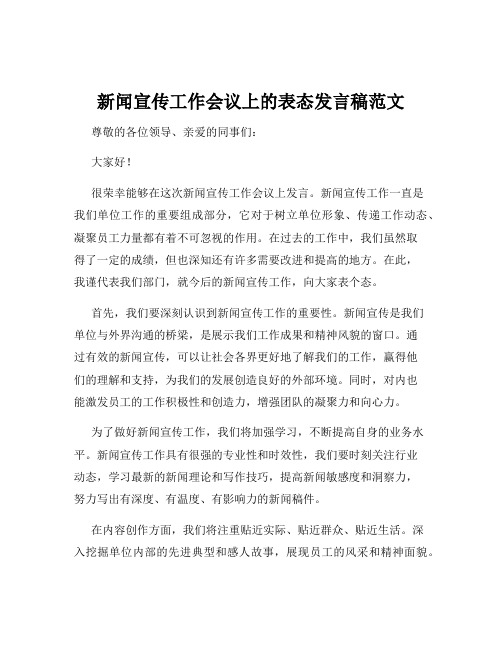 新闻宣传工作会议上的表态发言稿范文