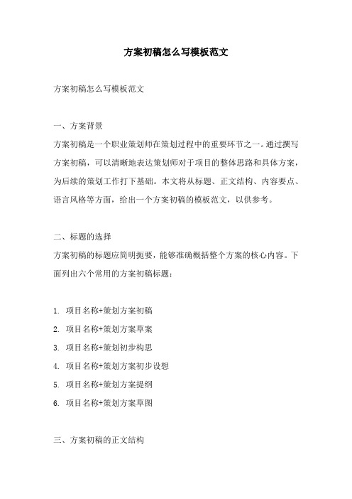 方案初稿怎么写模板范文