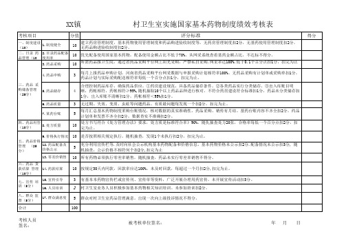 村卫生室基本药物绩效考核表