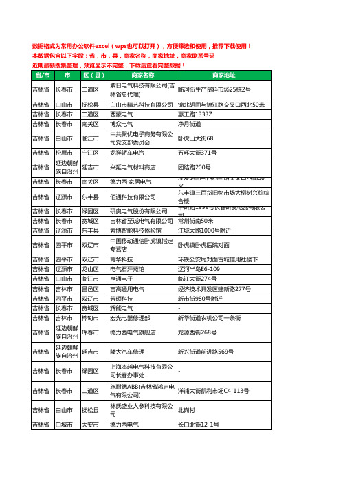 2020新版吉林省电器有限公司工商企业公司商家名录名单黄页联系电话号码地址大全945家