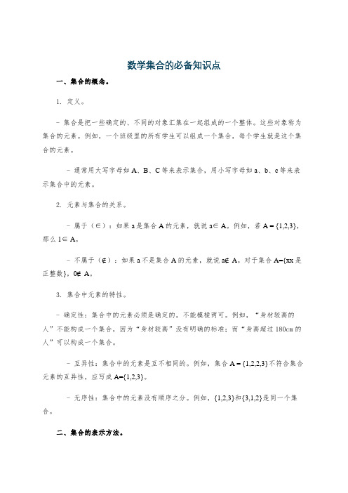 数学集合的必备知识点