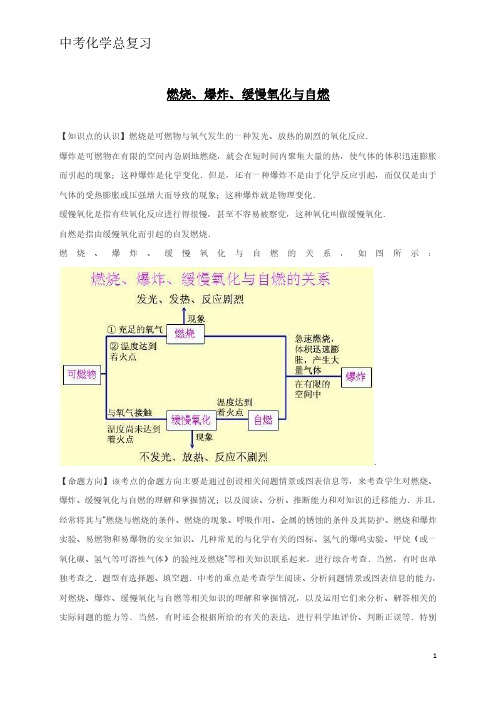 中考化学真题集训-燃烧、爆炸、缓慢氧化与自燃(含解析)