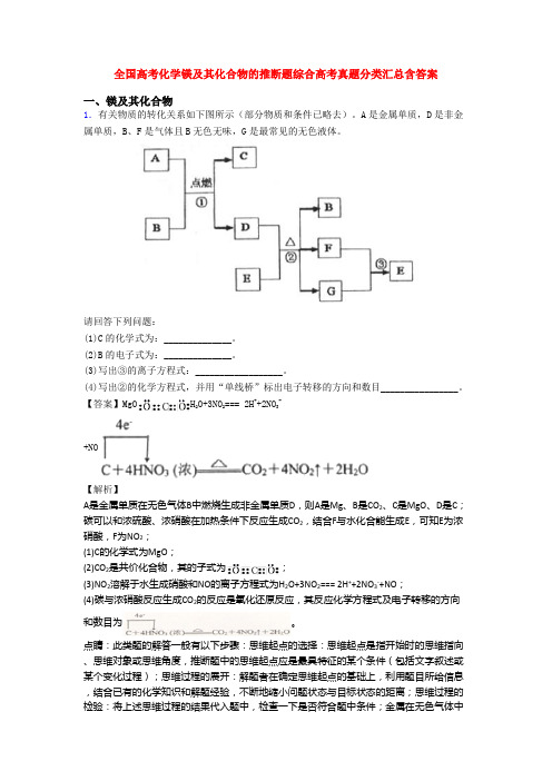 全国高考化学镁及其化合物的推断题综合高考真题分类汇总含答案