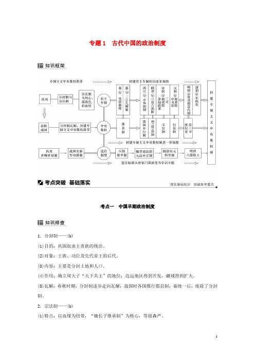 (浙江选考)2019版高考历史二轮专题复习 板块一 古代的中国和世界 专题1 古代中国的政治制度学案