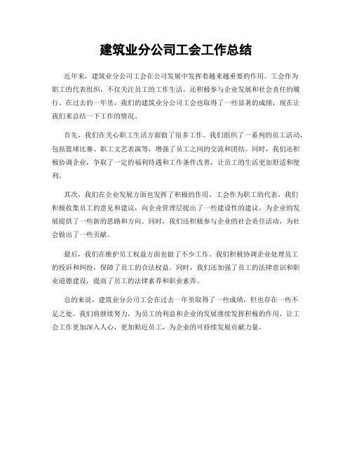 建筑业分公司工会工作总结