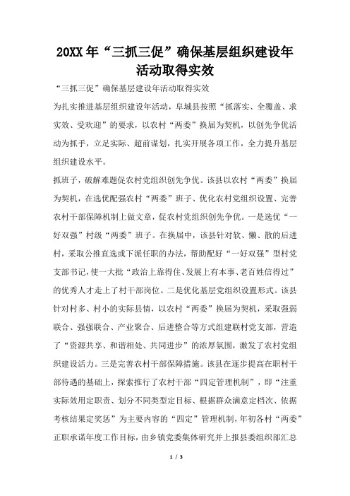 2019年三抓三促确保基层组织建设年活动取得实效