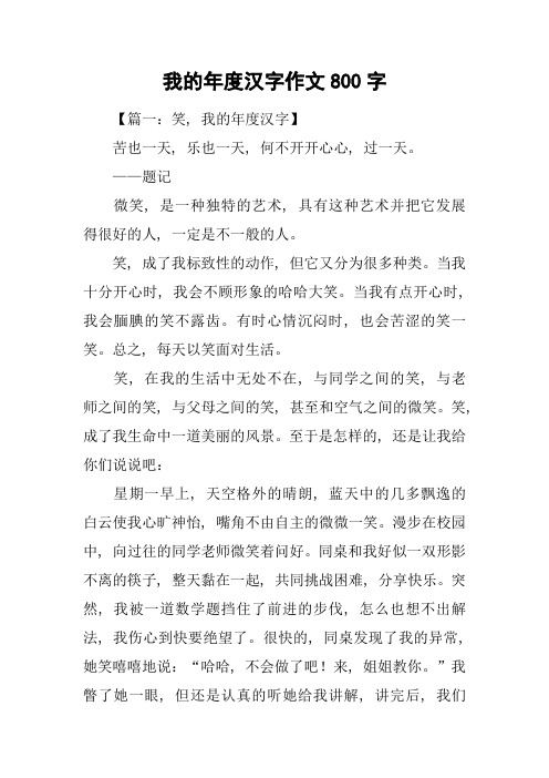 我的年度汉字作文800字