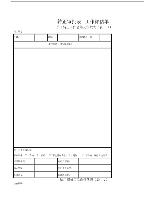 转正审批标准表格工作评估单.docx