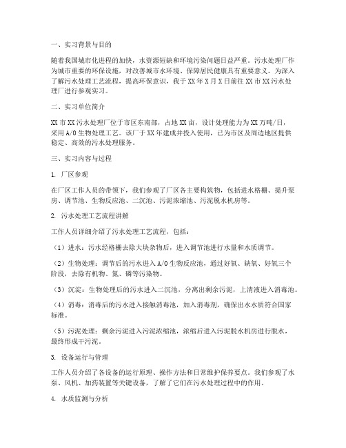 污水处理厂的参观实习报告