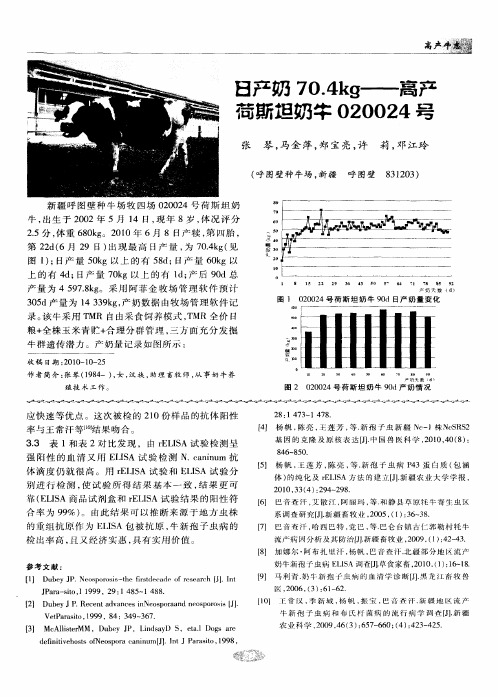 日产奶70.4kg——高产荷斯坦奶牛020024号