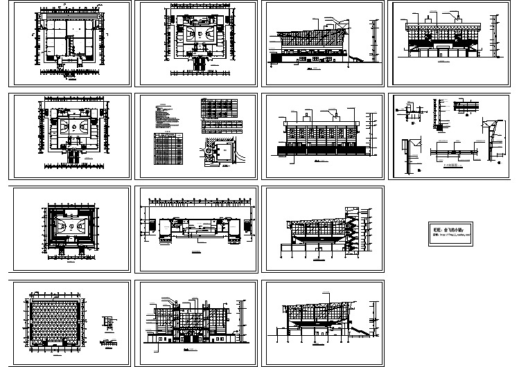 5200平米二层体艺馆建筑施工cad图，共十四张