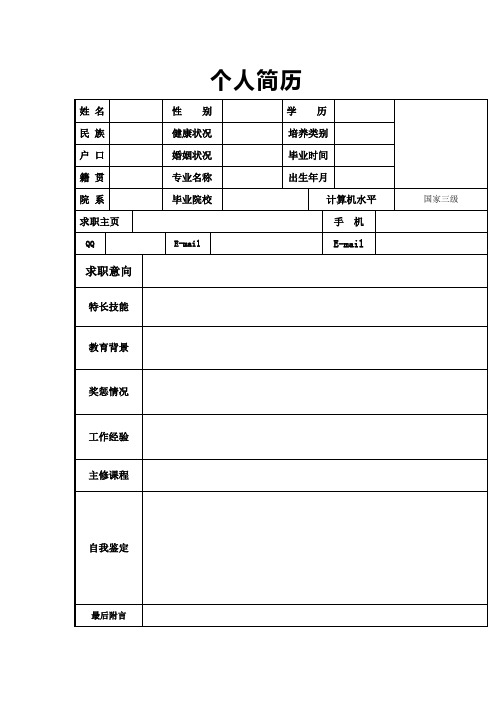 个人简历模板大全可编辑(word版)