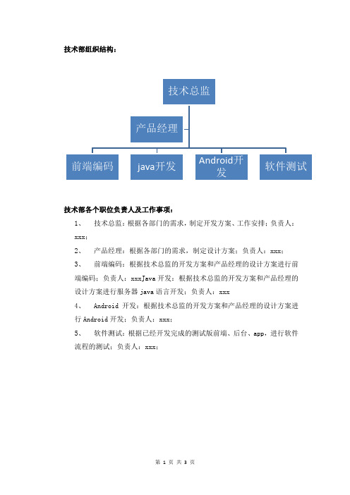 o2o互联网科技公司技术部组织架构与职责分工及考核方案