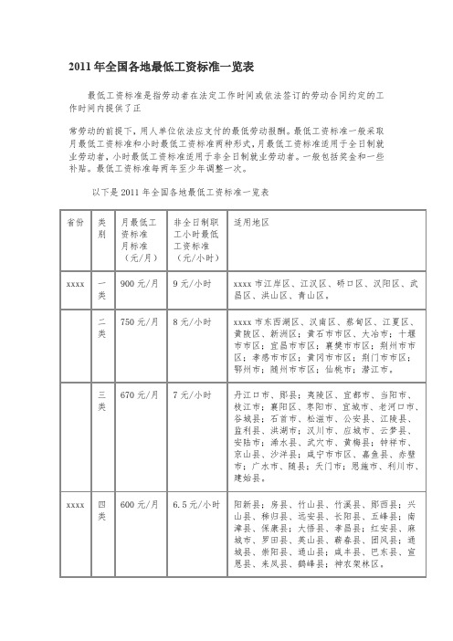 最新整理全国各地最低工资标准一览表.doc