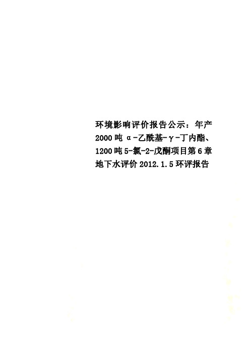 环境影响评价报告公示：年产2000吨α-乙酰基-γ-丁内酯、1200吨5-氯-2-戊酮项目第6章 地