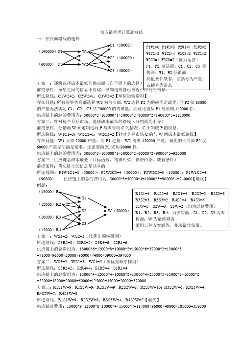 供应链管理计算题总结