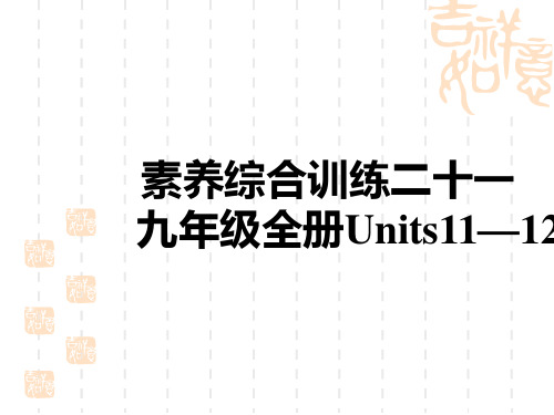 初中中考英语总复习练测课件 教材复习 素养综合训练二十一 九年级全册Units 11—12